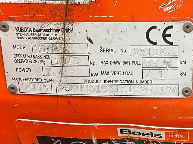 2015 kubota u10-3 vhg mini graafmachine - afbeelding 30 van  36