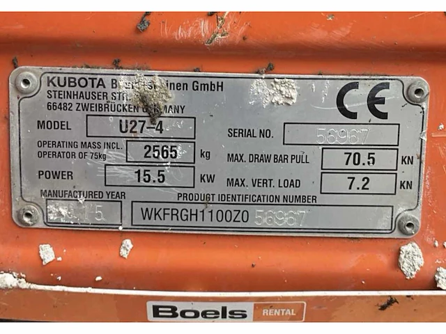 2015 kubota u27-4 hgl minigraafmachine - afbeelding 6 van  14