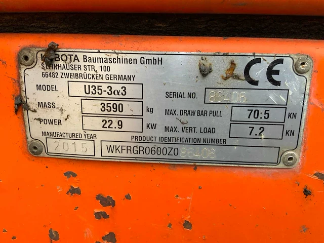 2015 kubota u35-3a3 mini graafmachine short tracks - afbeelding 25 van  31