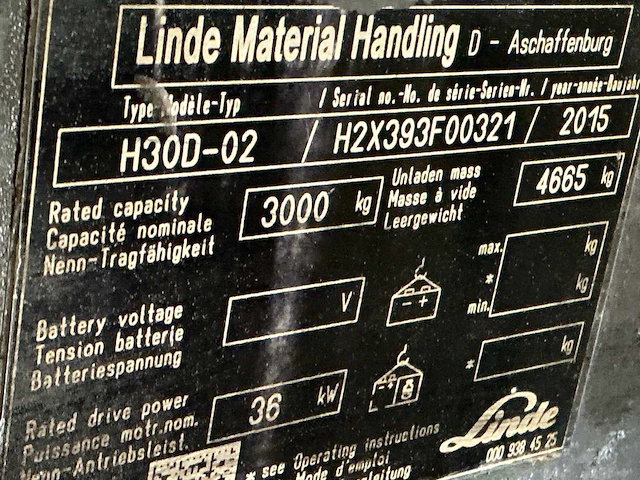2015 linde h30d-02 vorkheftruck - afbeelding 9 van  17