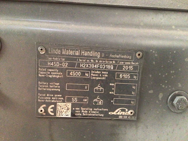 2015 linde h45d-02 vorkheftruck - afbeelding 8 van  16