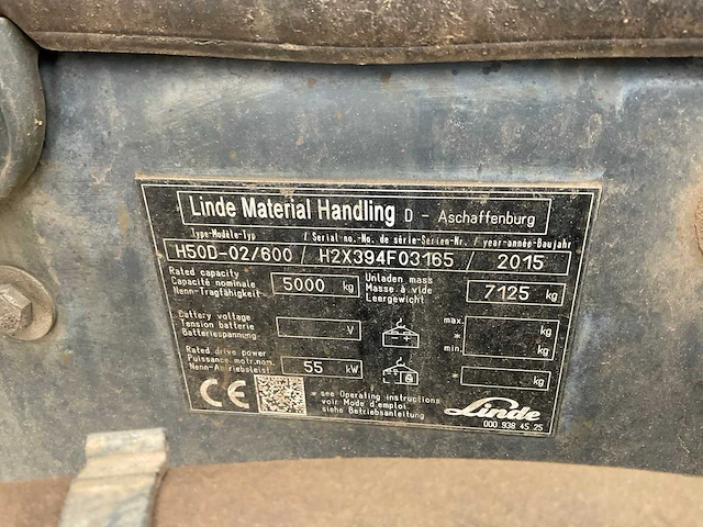 2015 linde h50d-02/600 evo vorkheftruck - afbeelding 20 van  27