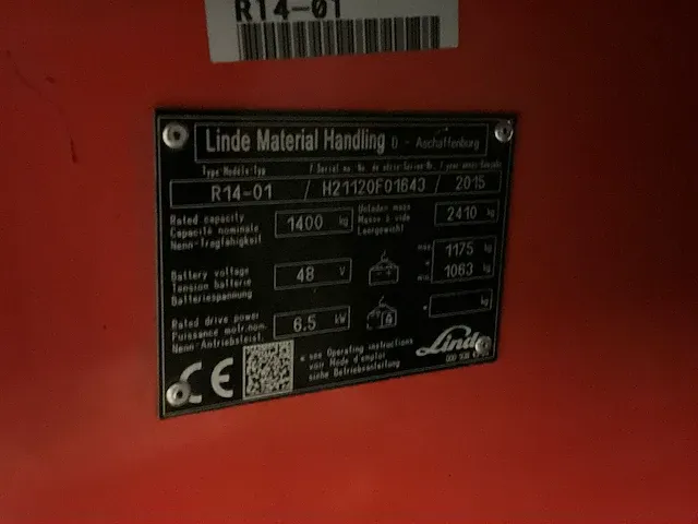 2015 linde r14-01 reach truck - afbeelding 7 van  15