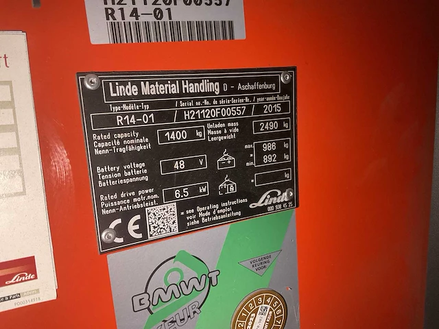 2015 linde r14-01 reach truck - afbeelding 13 van  13