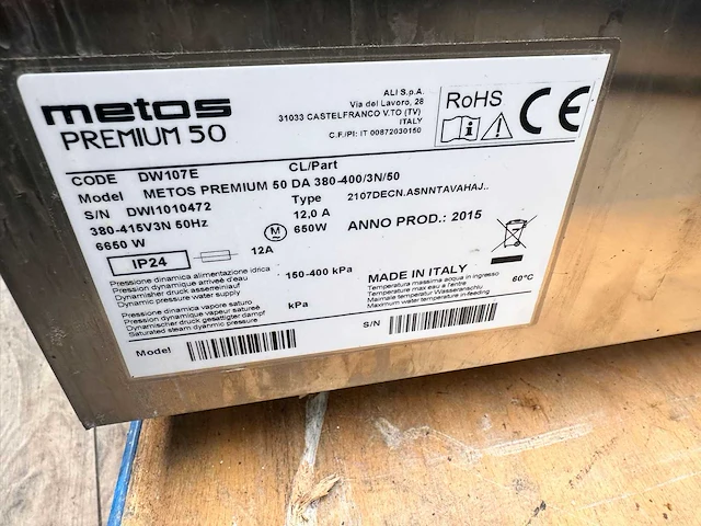 2015 metos master premium 50 korvenvaatwasmachine - afbeelding 5 van  6