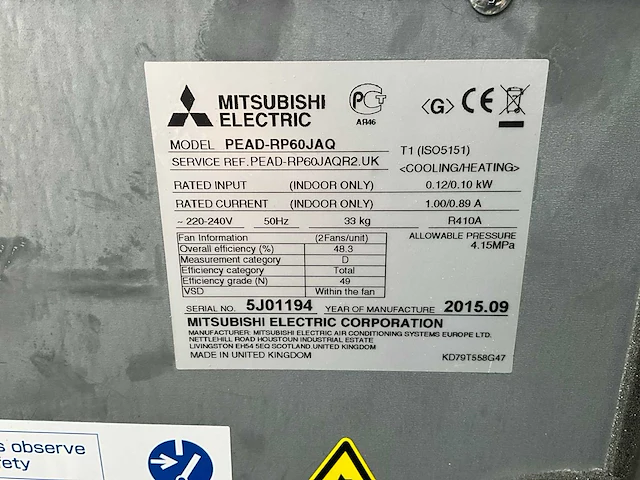 2015 mitsubishi pead-rp60jaq klimaatapparatuur (5x) - afbeelding 6 van  6