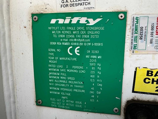 2015 nifty hr 17 hybride mkii hoogwerker - afbeelding 35 van  40