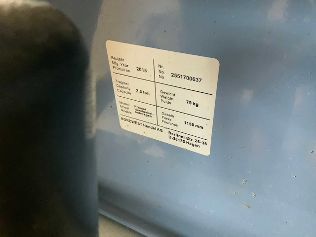 2015 promat hand hydraulische palletwagen - afbeelding 3 van  11