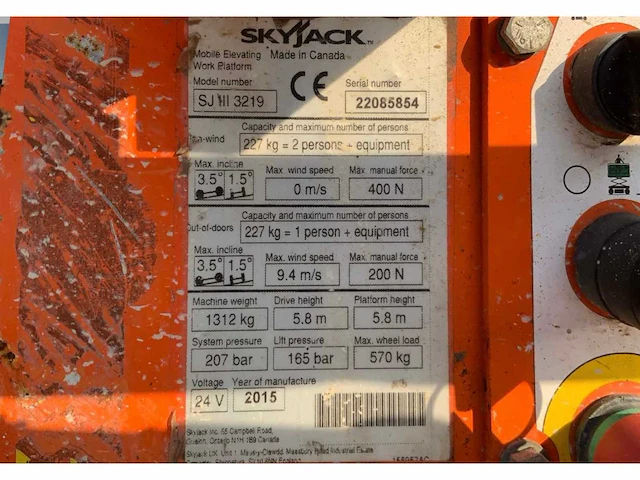 2015 skyjack sj iii 3219 hoogwerker - afbeelding 20 van  20