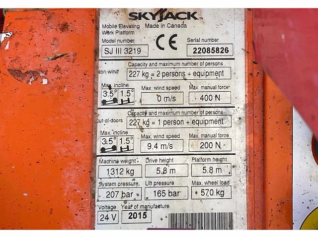 2015 skyjack sj iii 3219 hoogwerker - afbeelding 18 van  25
