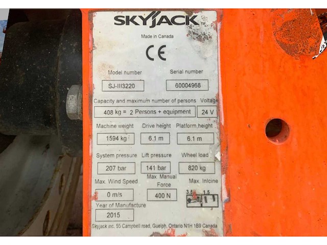 2015 skyjack sj iii 3220 hoogwerker - afbeelding 11 van  19