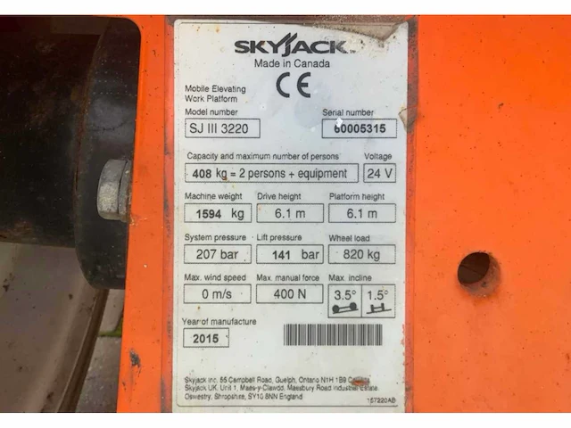 2015 skyjack sj iii 3220 hoogwerker - afbeelding 19 van  19