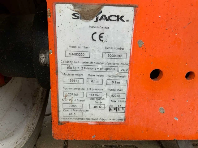 2015 skyjack sj iii 3220 hoogwerker - afbeelding 9 van  17