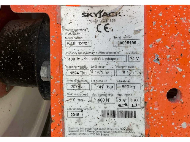 2015 skyjack sj iii 3220 hoogwerker - afbeelding 19 van  19