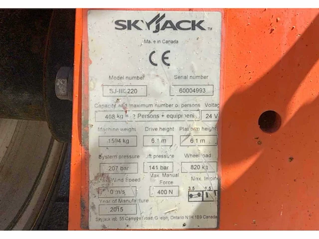 2015 skyjack sj iii 3220 hoogwerker - afbeelding 13 van  20