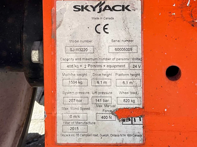2015 skyjack sj iii 3220 hoogwerker - afbeelding 27 van  33