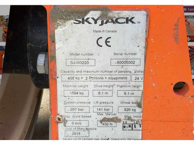 2015 skyjack sj iii 3220 hoogwerker - afbeelding 15 van  22