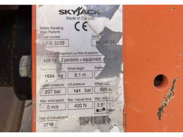 2015 skyjack sj iii3220 hoogwerker - afbeelding 15 van  22