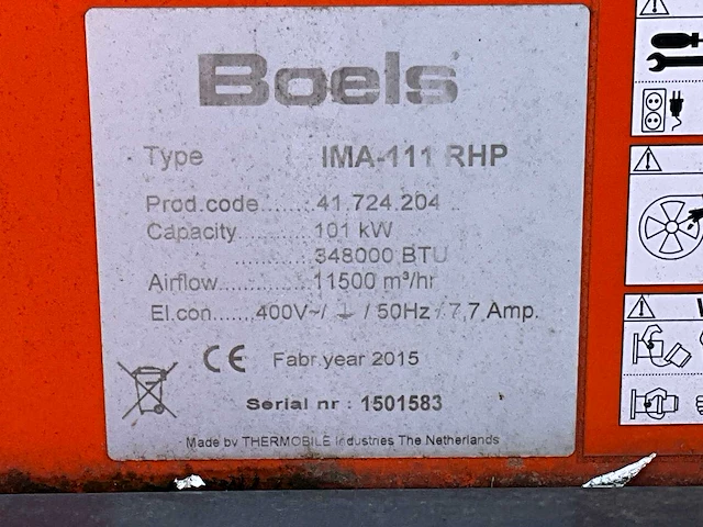 2015 thermobile ima-111 rhp industriële heater / event heater / hetelucht turbine - afbeelding 4 van  12