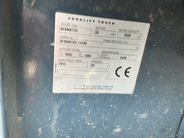 2015 toyota fr2510a vorkheftruck - afbeelding 41 van  46