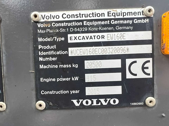 2015 volvo ew160e banden graafmachine - afbeelding 9 van  17