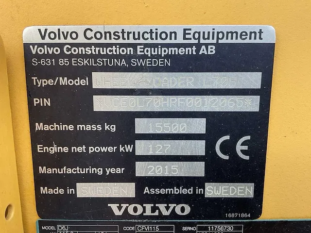 2015 volvo l70h shovel - afbeelding 22 van  29
