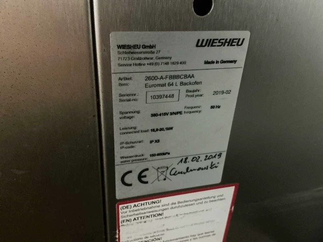 2015 wiesheu euromat 64s en euromat 64l bakkerijoven - afbeelding 5 van  13