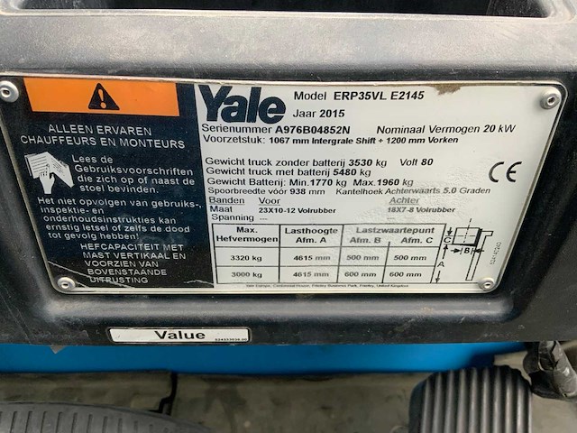 2015 yale erp35vl vorkheftruck - afbeelding 10 van  19