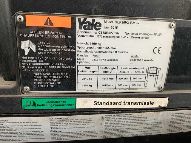 2015 yale glp30vx vorkheftruck - afbeelding 11 van  20