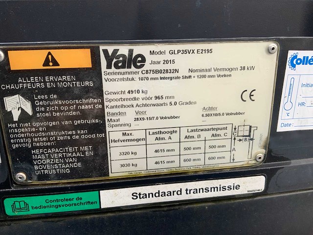 2015 yale glp35vx vorkheftruck - afbeelding 11 van  20
