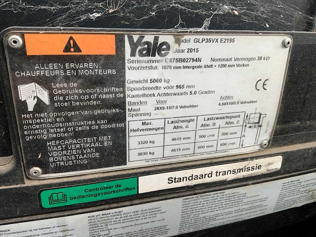 2015 yale glp35vx vorkheftruck - afbeelding 10 van  21
