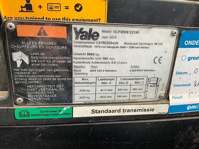 2015 yale glp35vx vorkheftruck - afbeelding 8 van  16