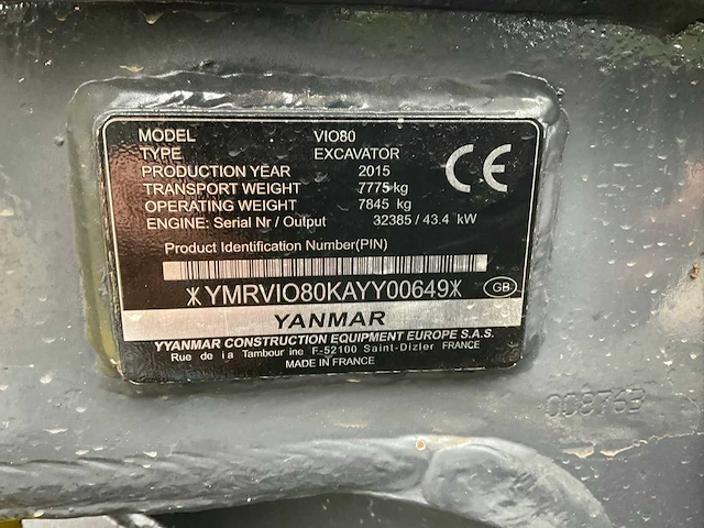 2015 yanmar vio80 midigraafmachine - afbeelding 26 van  32