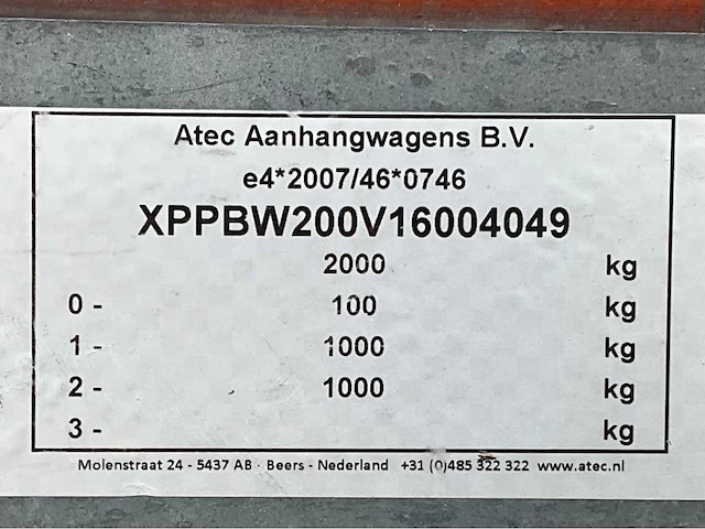 2016 atec eb2 2-1 dubbelas aanhangwagen - afbeelding 14 van  21