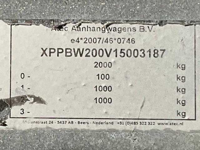 2016 atec eb2 2-1 dubbelas aanhangwagen - afbeelding 13 van  20