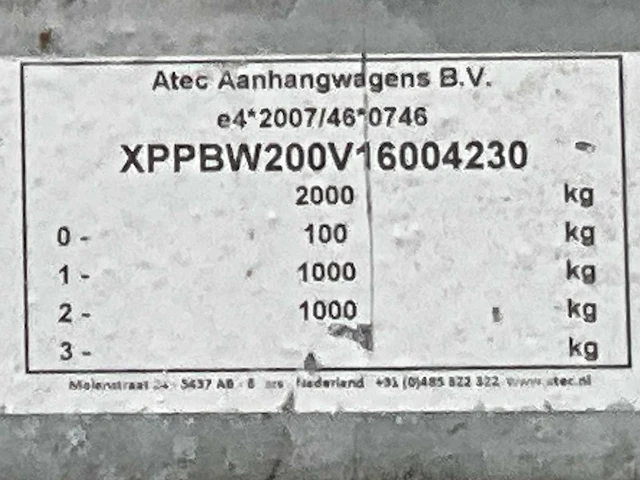 2016 atec eb2 2-1 dubbelas aanhangwagen - afbeelding 18 van  25