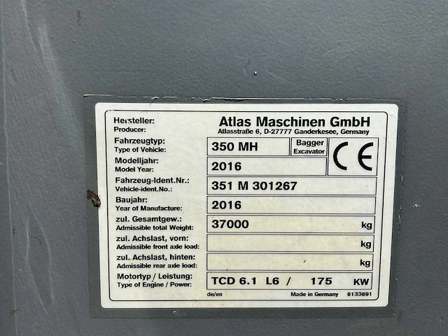 2016 atlas 350mh mobiele kraan - afbeelding 2 van  34