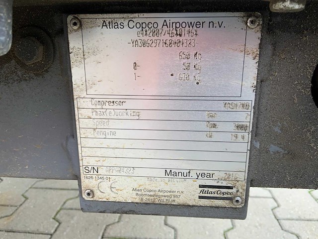 2016 atlas copco xas47 kd st3a compressor aanhangwagen - afbeelding 8 van  16