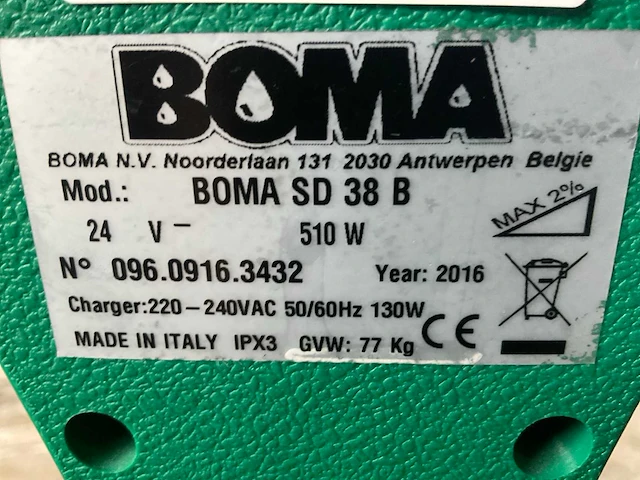 2016 boma sd38b schrob- zuigmachine - afbeelding 5 van  13