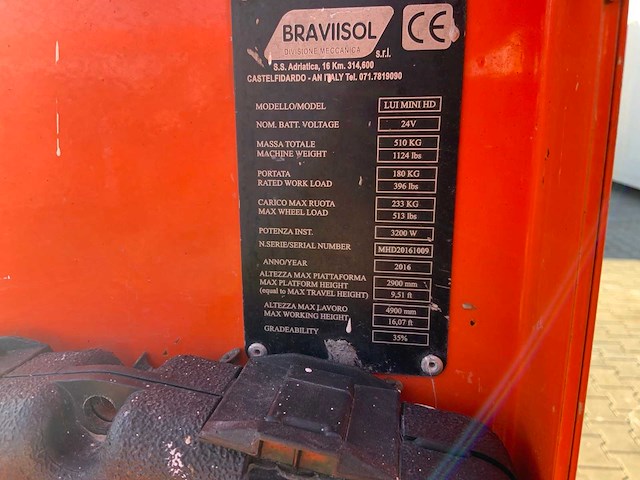 2016 braviisol leonardo lui mini hd hoogwerker / personenlift - afbeelding 4 van  12