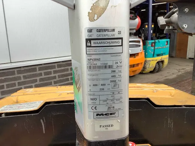 2016 caterpillar npv20n2 elektrische palletwagen - afbeelding 2 van  11