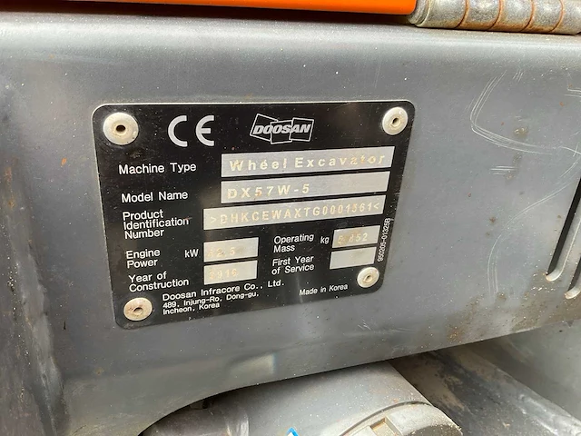2016 doosan dx57w mobiele kraan - afbeelding 44 van  55