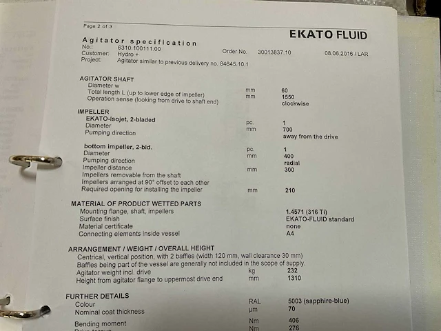 2016 ekato fluid em 2060 roermotor / mixer - afbeelding 4 van  13