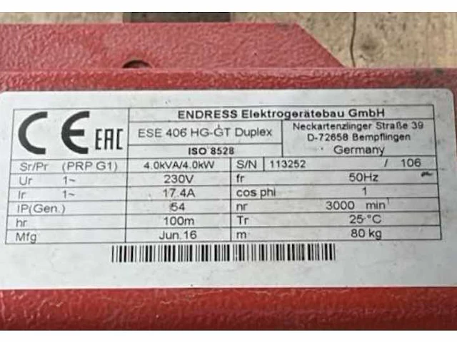 2016 endress ese 406 hg-gt duplex noodstroom aggregaat - afbeelding 7 van  7