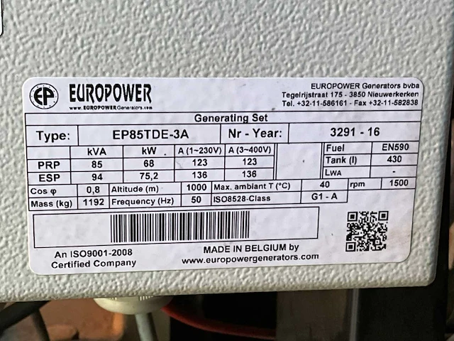 2016 europower ep85tde-3a hybride aggregaat container - afbeelding 31 van  37