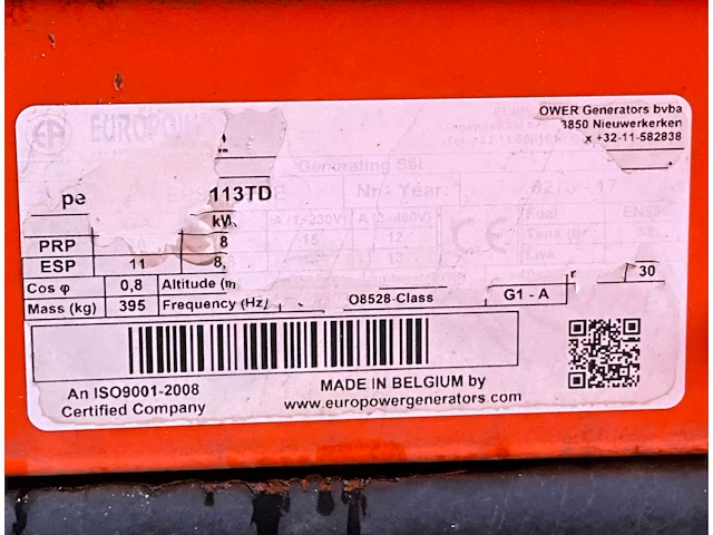 2016 europower generators eps113tde stroom aggregaat - afbeelding 5 van  13