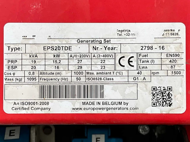 2016 europower generators eps20tde stroom aggregaat - afbeelding 26 van  32