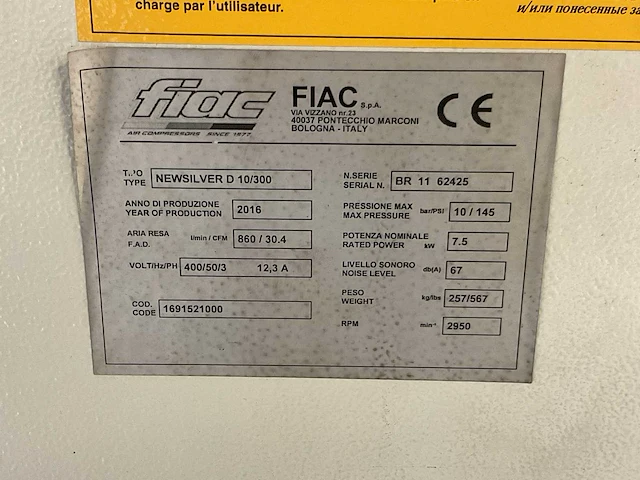 2016 fiac newsilver d 10/300 schroefcompressor - afbeelding 9 van  9