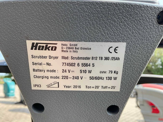 2016 hako schrubmaster b12 tb 380 schrob-zuigmachine - afbeelding 2 van  10