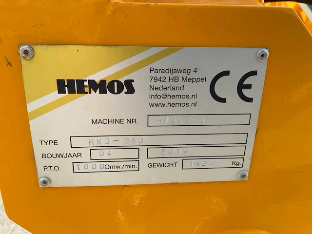 2016 hemos mk3 - 250 klepelmaaier - afbeelding 16 van  16